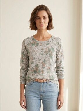 Torrid NWT Floral Crewneck Sweatshirt Sz 0/L Gray Green Purple large Size